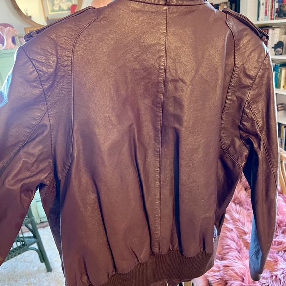Vintage Maroon Leather Member's Only Style Jacket - Picture 8 of 13